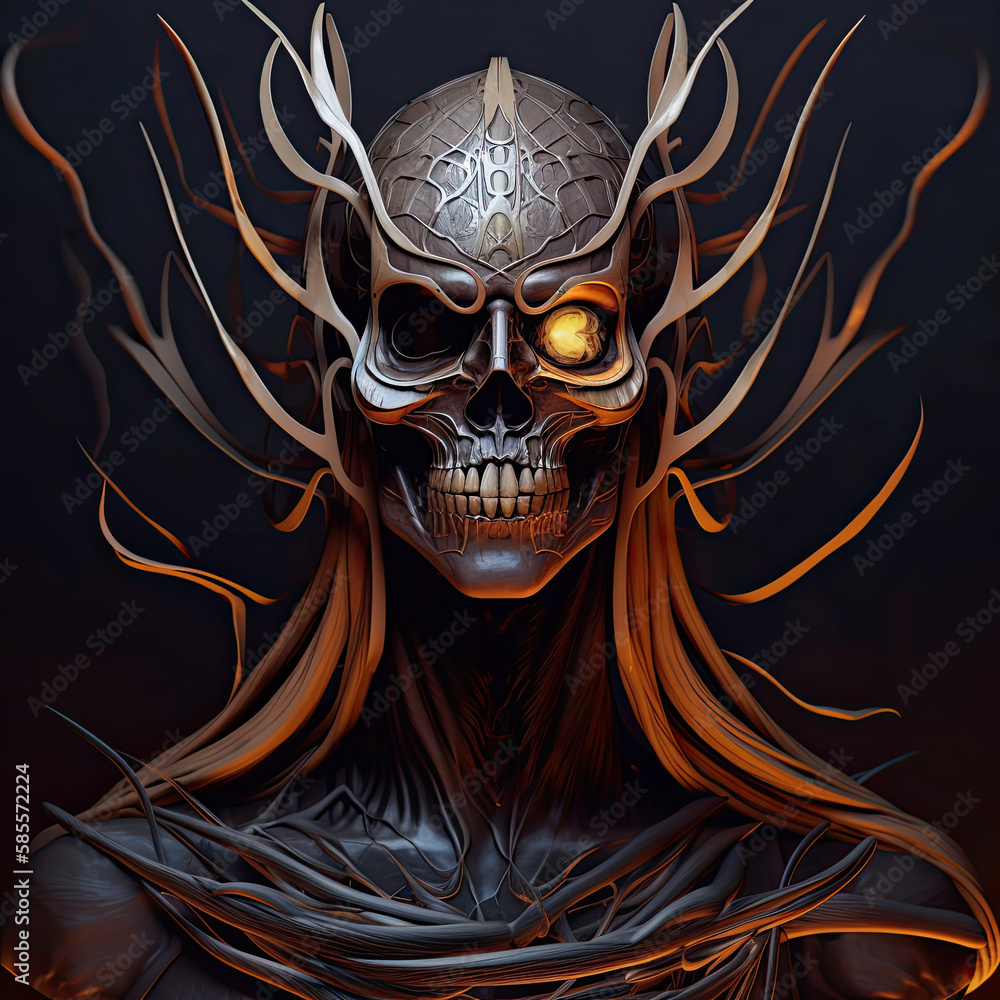 Metal Fire Skull Series Image by okanfx. Generative AI