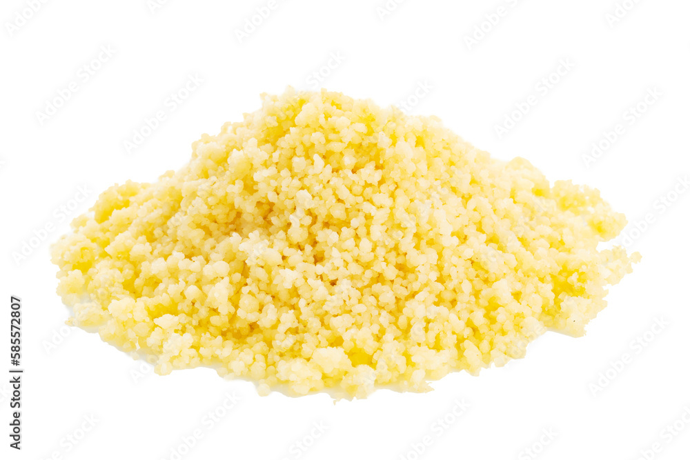Cooked yellow millet porridge in isolation on a white background. Cooked yellow millet porridge in isolation on a white background.