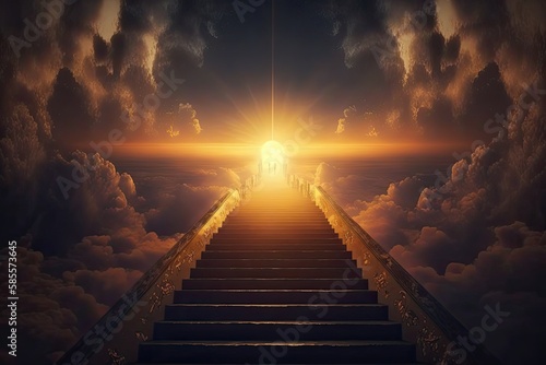 Stairs leading to the gates of heaven. Generative AI