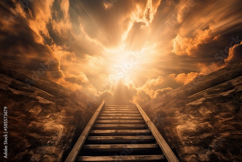 Stairs leading to the gates of heaven. Generative AI