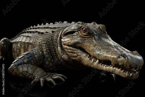 crocodile isolated black background