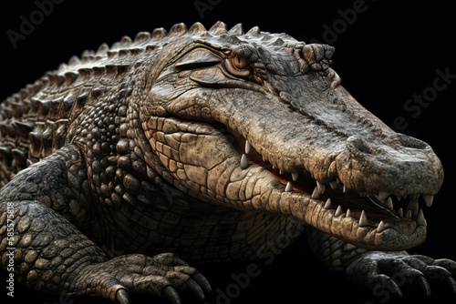 crocodile isolated black background © ayselucar