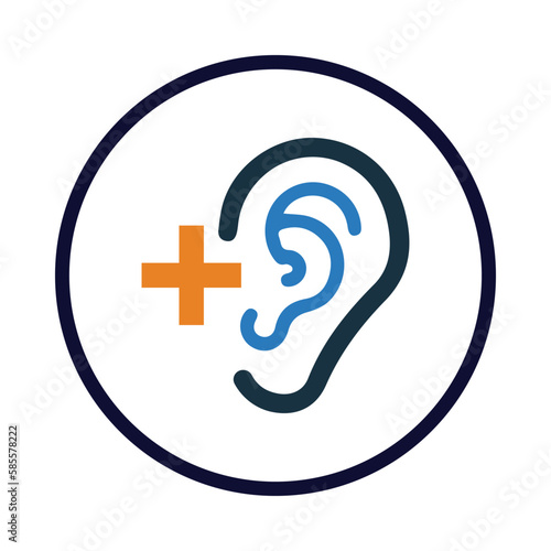 ear, medical, plus, audiology, ear audiology icon