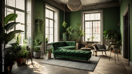 interior, room, furniture, home, green couch
