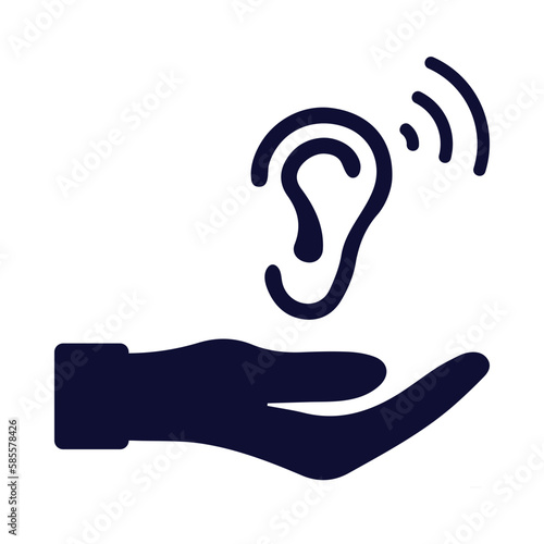 Ear, audiology, hand, care, ear care icon