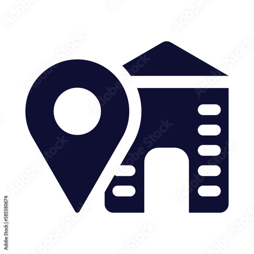 office, location, location pin, building, office location icon