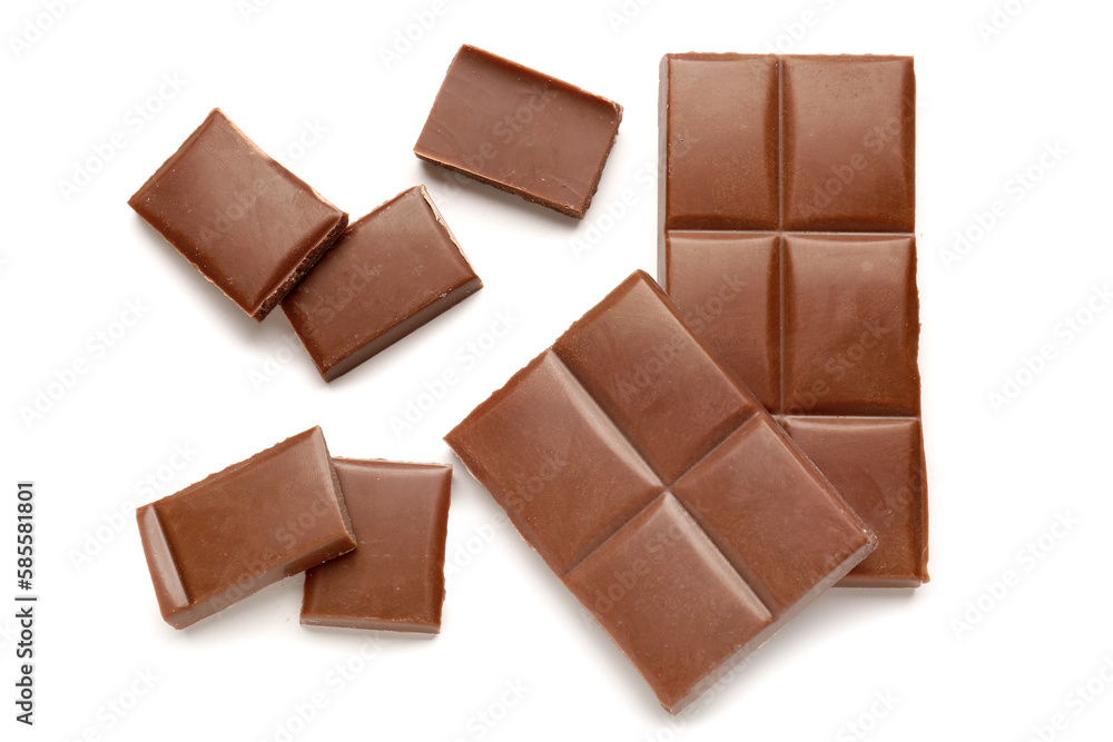 Pieces of tasty chocolate isolated on white background Pieces of tasty chocolate isolated on white background