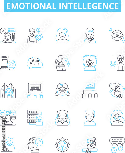 Emotional intellegence vector line icons set. Self-awareness  Empathy  Interpersonal  Awareness  Perspective  Sensitivity  Skill illustration outline concept symbols and signs
