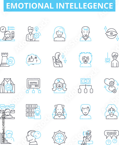 Emotional intellegence vector line icons set. Self-awareness, Empathy, Interpersonal, Awareness, Perspective, Sensitivity, Skill illustration outline concept symbols and signs