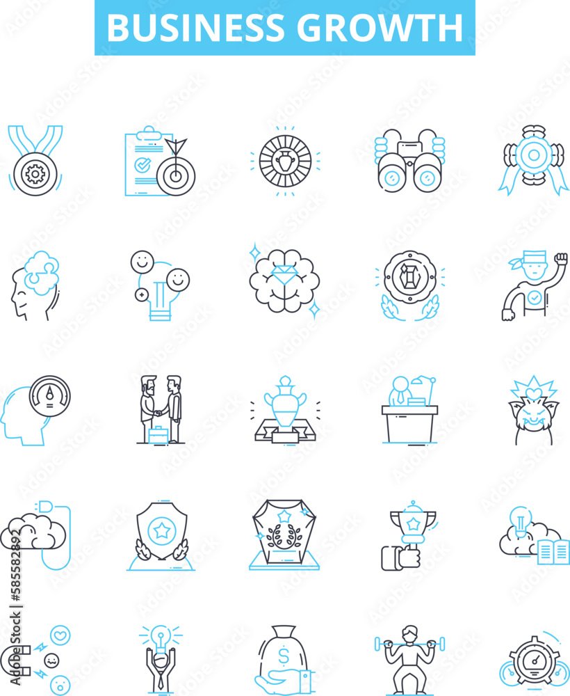 Business growth vector line icons set. Expansion, Prosperity, Expansion, Advancement, Expansion, Development, outburst illustration outline concept symbols and signs