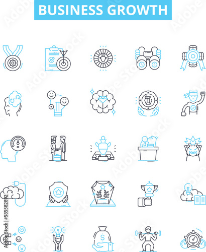 Business growth vector line icons set. Expansion, Prosperity, Expansion, Advancement, Expansion, Development, outburst illustration outline concept symbols and signs