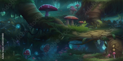 Enchanted Forest Realm  Tileable Fantasy Adventure Game Background