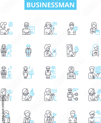 Businessman vector line icons set. Entrepreneur, Executive, CEO, Manager, Broker, Director, Investor illustration outline concept symbols and signs