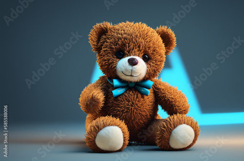 Cute teddy bear. Soft plush toy. Generative AI.