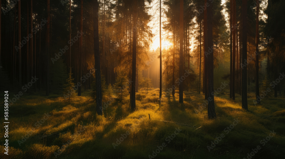Summer Forest at Dawncreated with Generative AI Technology, ai, generative