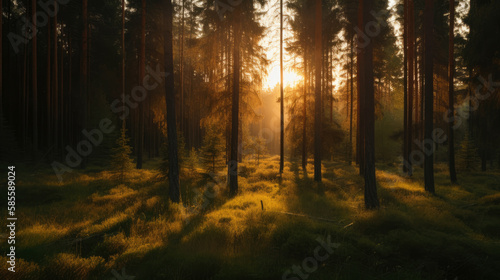 Summer Forest at Dawncreated with Generative AI Technology  ai  generative