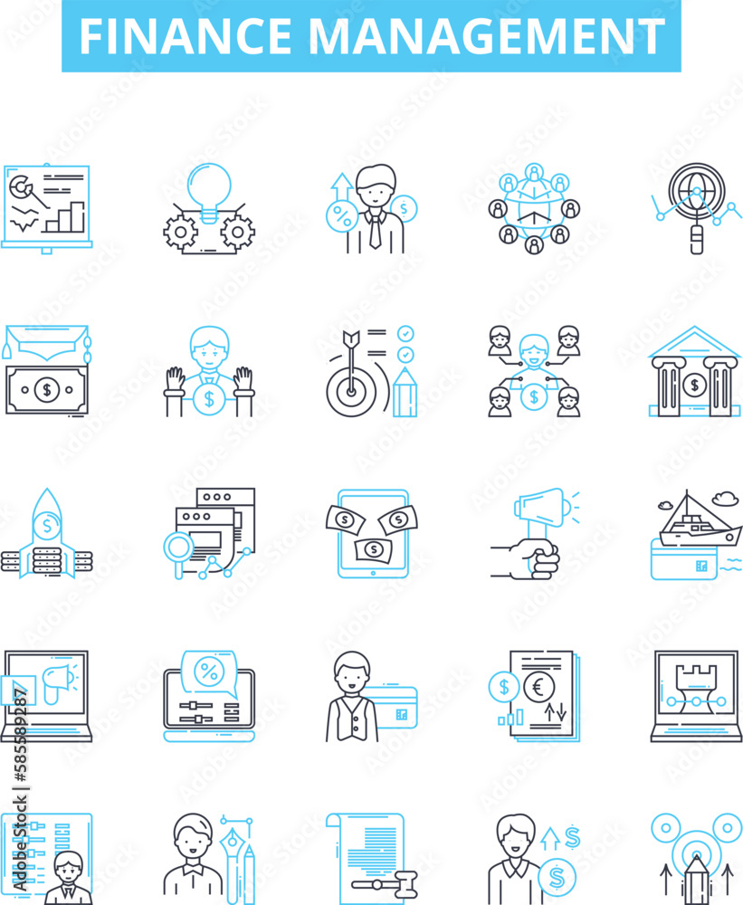 Finance management vector line icons set. finance, management, budgeting, investment, accounting, costs, cash illustration outline concept symbols and signs Finance management vector line icons set. finance, management, budgeting, investment, accounting, costs, cash illustration outline concept symbols and signs
