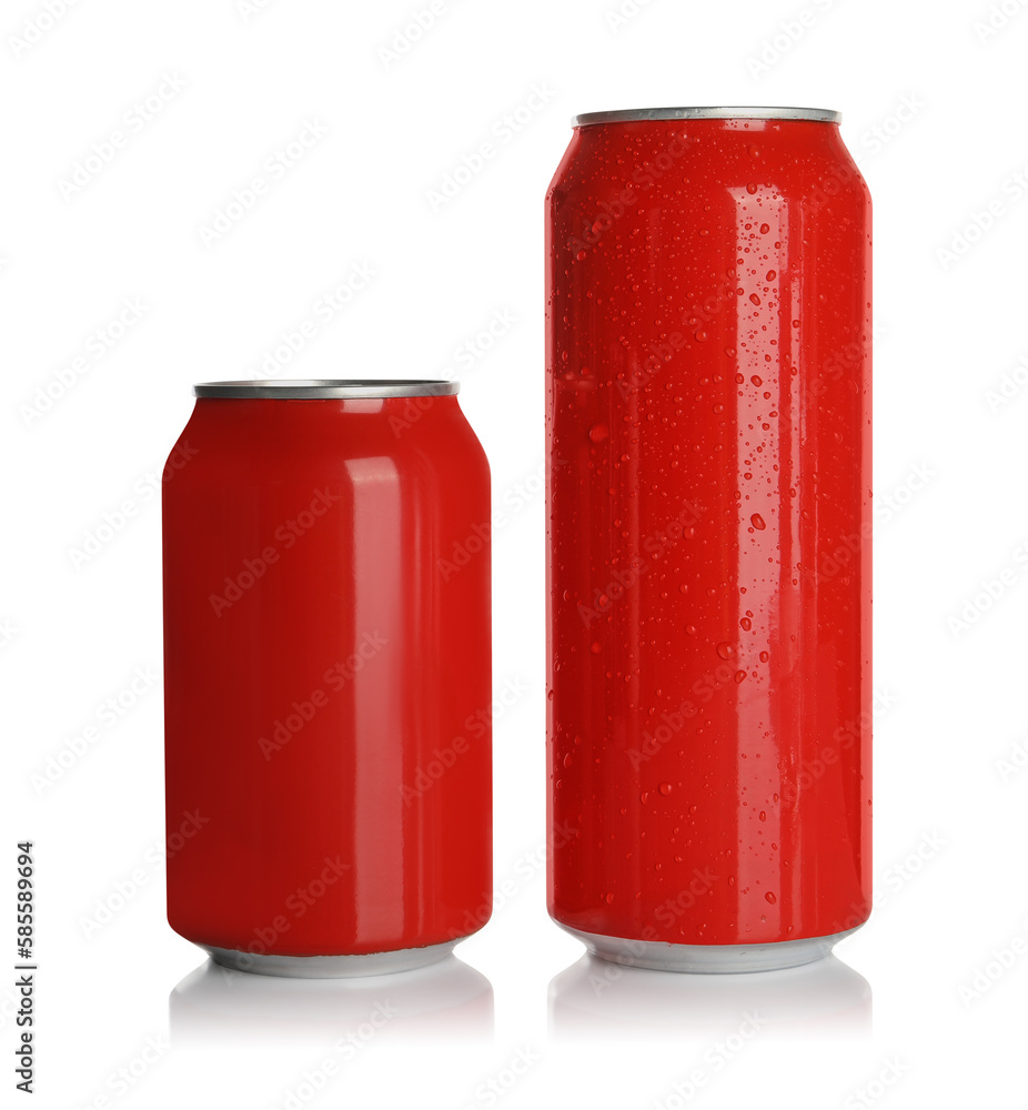 Aluminum cans with drinks on white background Aluminum cans with drinks on white background