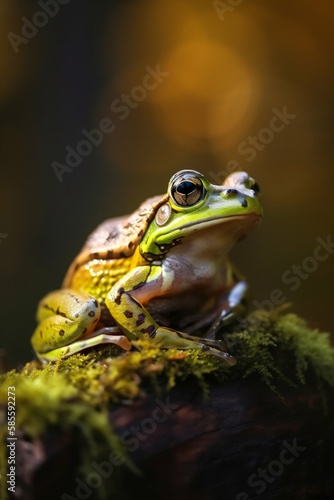 Frog in the forest closeup. Generative AI