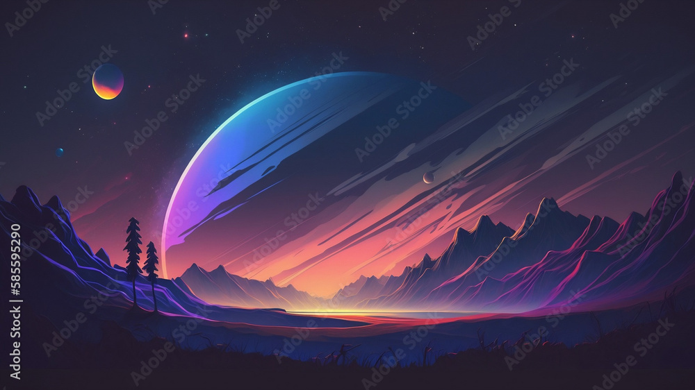 artificial mountains, mysterious view, mysterious landscape, quiet place, foreign planet, background, backdrop, wallpaper, home screen, lock screen, desktop background, generative, ai