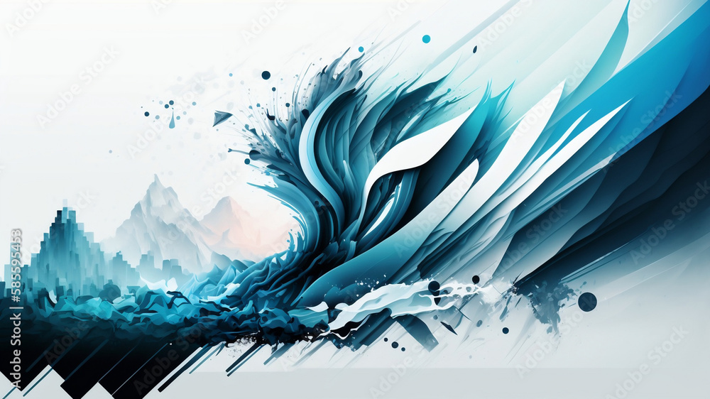 abstract blue and white lines,, mountains in the background, Backdrop ...