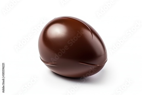 chocolate egg on a white surface. Generative AI