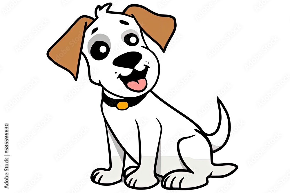 Fototapeta premium happy cartoon dog sitting with its tongue out. Generative AI
