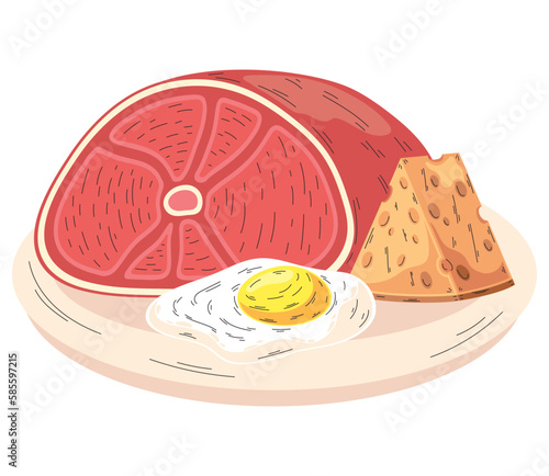 meat with cheese and egg fried