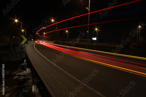 beautiful view of transportation lights on the road at night time