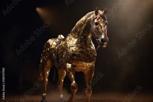 Golden figure of a horse made with generative AI