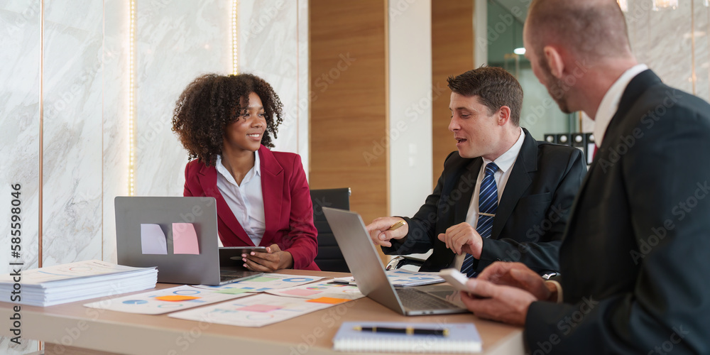 Diverse Multiethnic Business people in meeting. Accountant people do paperwork, tax, accounting and Financial advisor concept Diverse Multiethnic Business people in meeting. Accountant people do paperwork, tax, accounting and Financial advisor concept