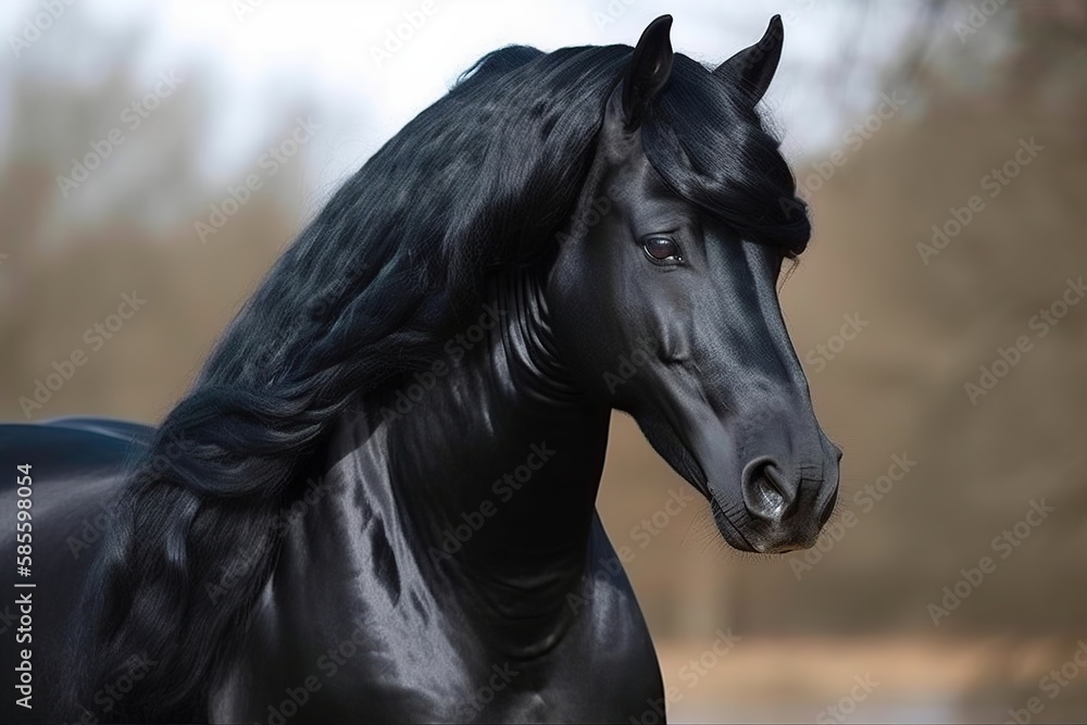 Image of black figure of a horse made with generative AI Image of black figure of a horse made with generative AI
