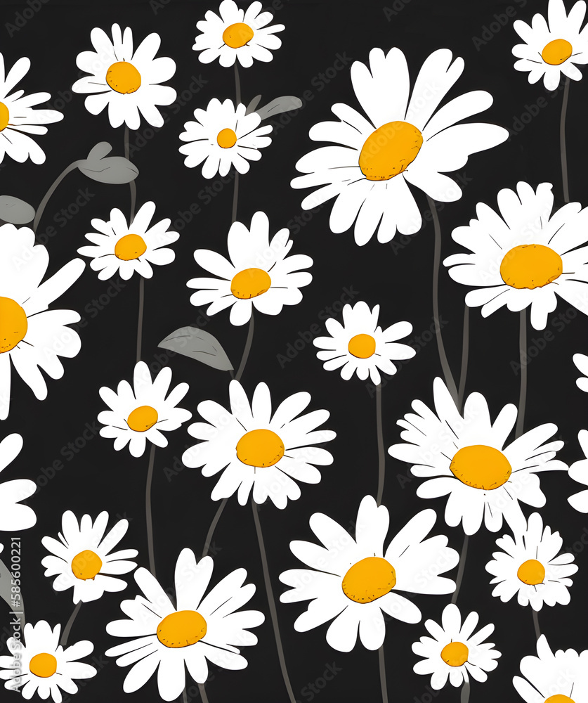 seamless pattern with daisies created with generative ai seamless pattern with daisies created with generative ai