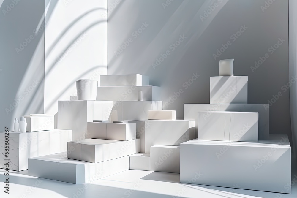 Obraz premium stacked white boxes on a plain background. Generative AI