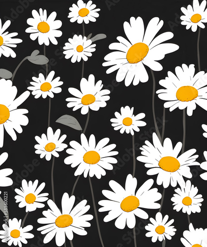 seamless pattern with daisies created with generative ai