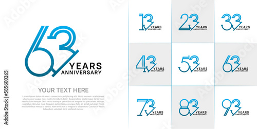 set of anniversary logotype blue and black color for special celebration event