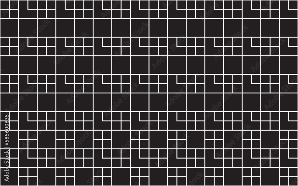 Square of pattern vector. Design tile white on black background. Design print for illustration, texture, wallpaper, background. Set 1
