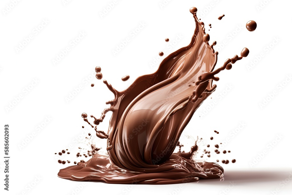chocolate splatter on a clean white surface. Generative AI chocolate splatter on a clean white surface. Generative AI