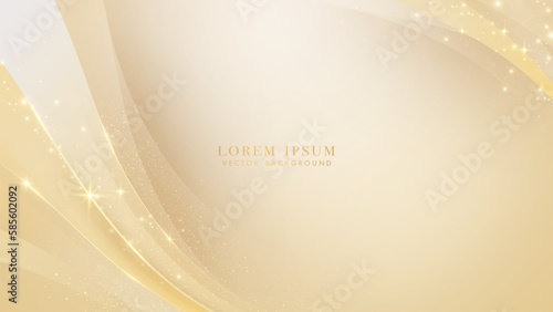 Golden curve line with glittering light effect decoration. Elegant style background design