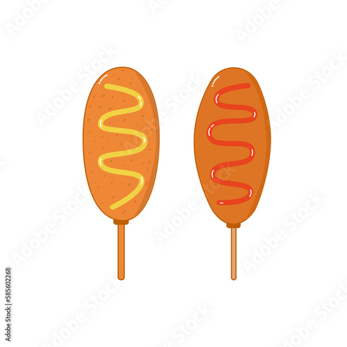 Simple flat corndog illustration for element decoration. photo