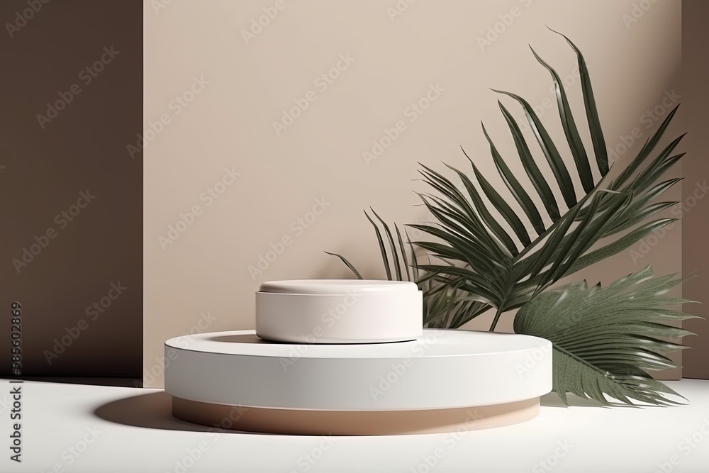 potted plant on a minimalist white table. Generative AI potted plant on a minimalist white table. Generative AI