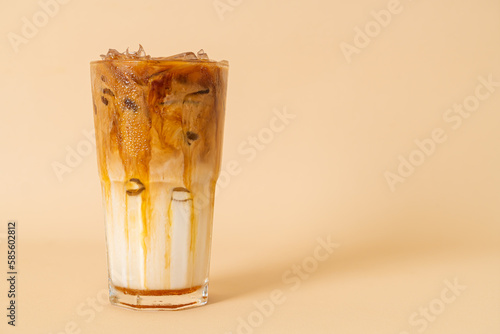 caramel macchiato coffee in glass photo