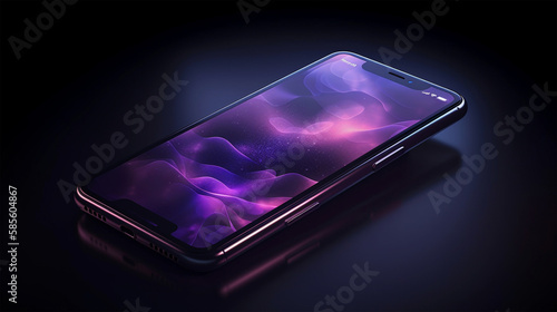 A purple and black phone with a purple background, AI, moockup photo