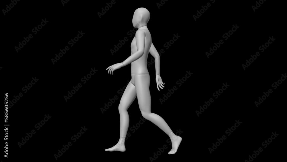 Mannequin Walking Side View Looping Mannequin Walking Side View Looping