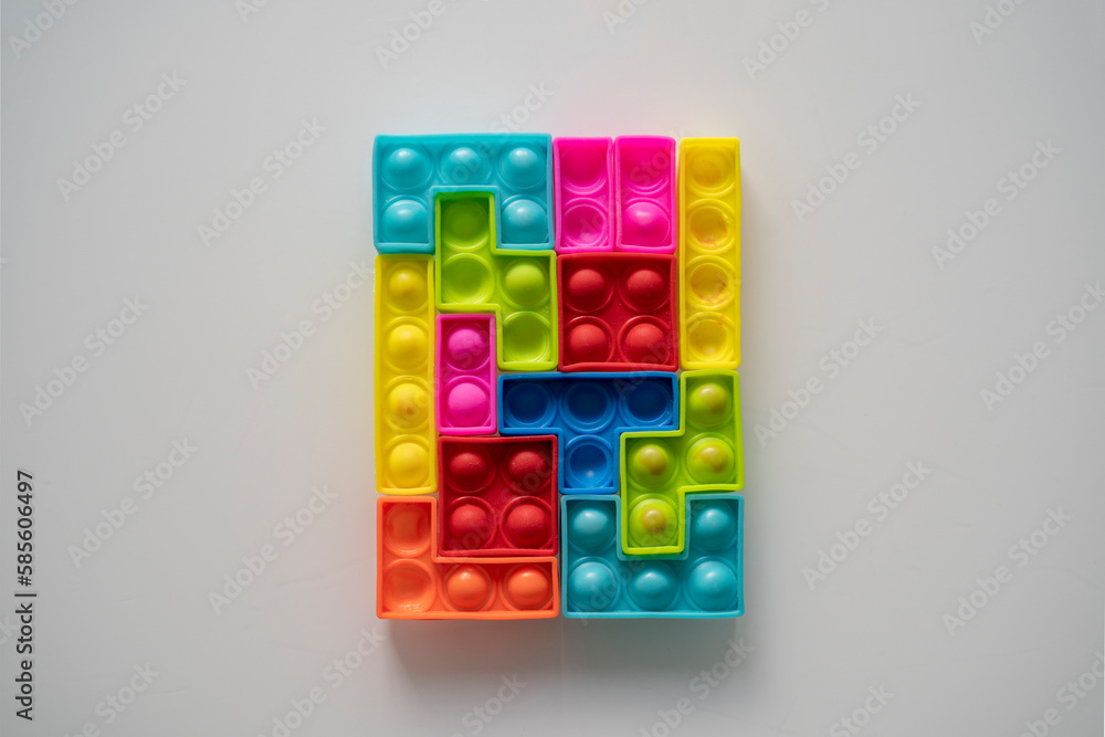 Rubber building blocks in one whole piece , creativity or team work metaphor Rubber building blocks in one whole piece , creativity or team work metaphor