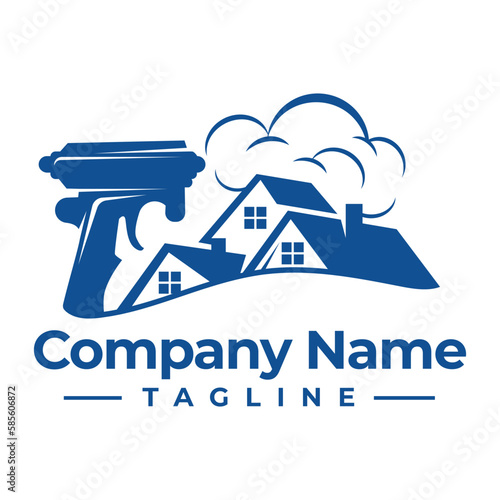 Insulation foam logo design, Construction foam gun logo template.