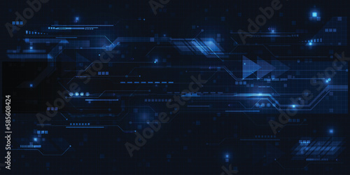 Vector illustrations of futuristic digital innovation and technology with digital element and grid line circuit network for advertising and game artwork.Future tech design concepts.