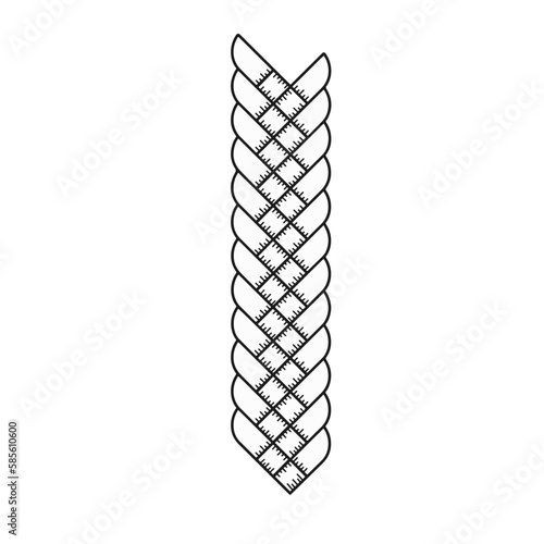 Braids Four Strands Hand Drawn Ink Lines Adult Coloring
