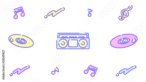 レトロでポップなミュージック壁紙⭐︎PNG