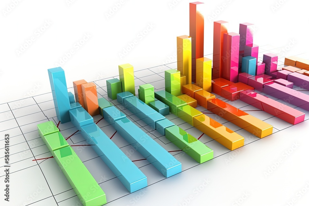 3D bar chart on a plain white background. Generative AI 3D bar chart on a plain white background. Generative AI